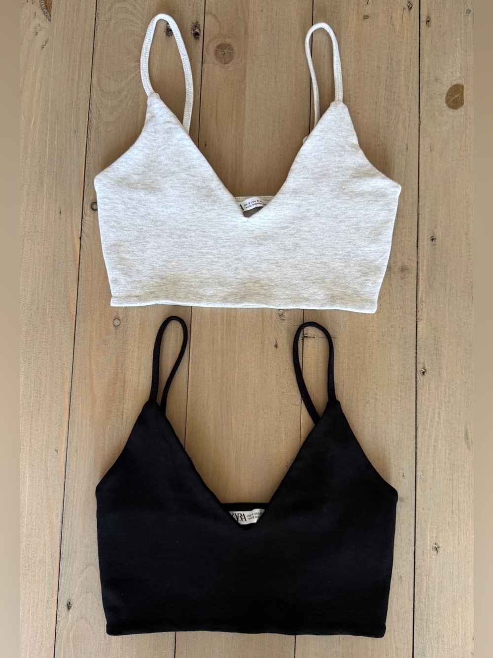 Zara Black and Light Grey Cropped Tank Tops/ Bralette Bundle Size Small NWOT